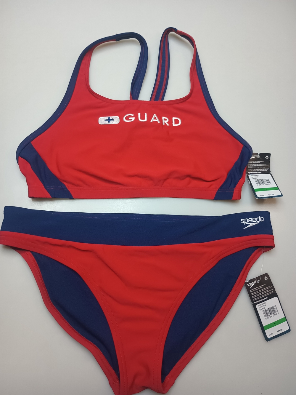 Speedo Women’s Red & Navy Lifeguard Two-Piece Swim Set